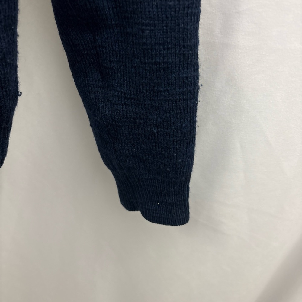 J Crew Sweater Mens L Blue Grandpa Cardigan 100% Merino Wool Elbow Patch Slim - Picture 4 of 9